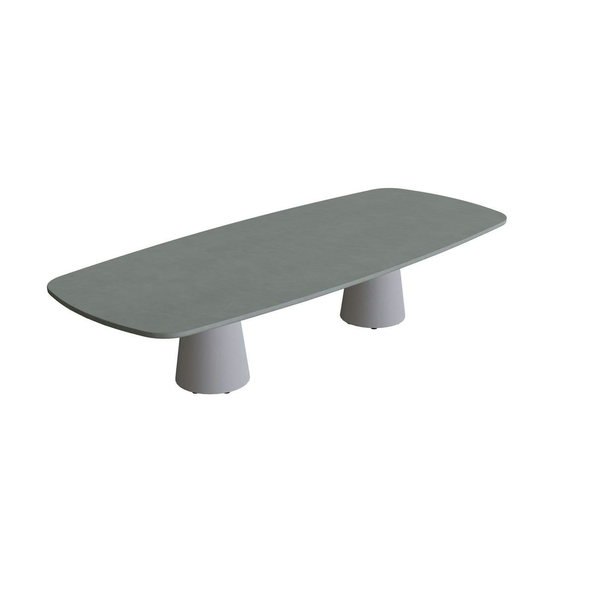 Royal Botania Conix Tisch 300 x 120 cm – niedriger Esstisch, H 67 cm · Sockel zementgrau (cement grey) · Keramik steingrün (Verdezza Amazon)