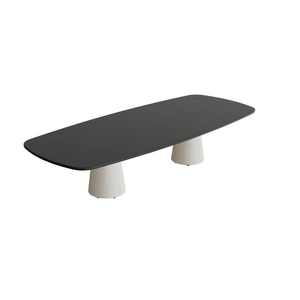 Royal Botania Conix Tisch 300 x 120 cm – niedriger Esstisch, H 67 cm · Sockel sand (desert) · Keramik schwarz (black)
