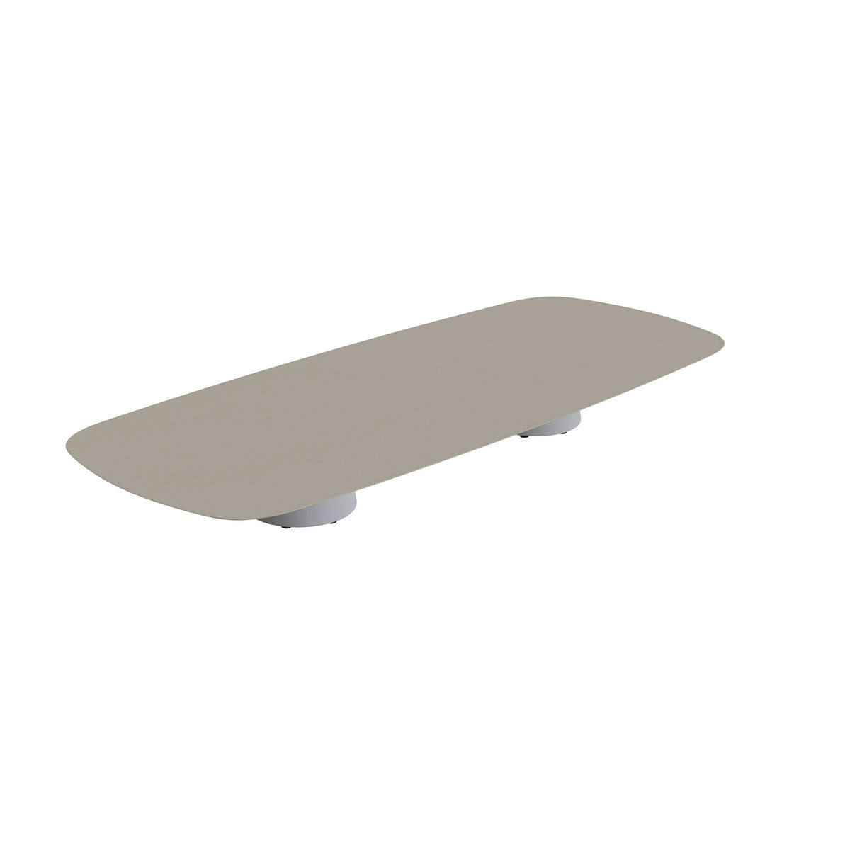 Royal Botania Conix Tisch 300 x 120 cm – niedriger Loungetisch, H 35 cm · Sockel zementgrau (cement grey) · Keramik perlgrau (Pearl Grey)