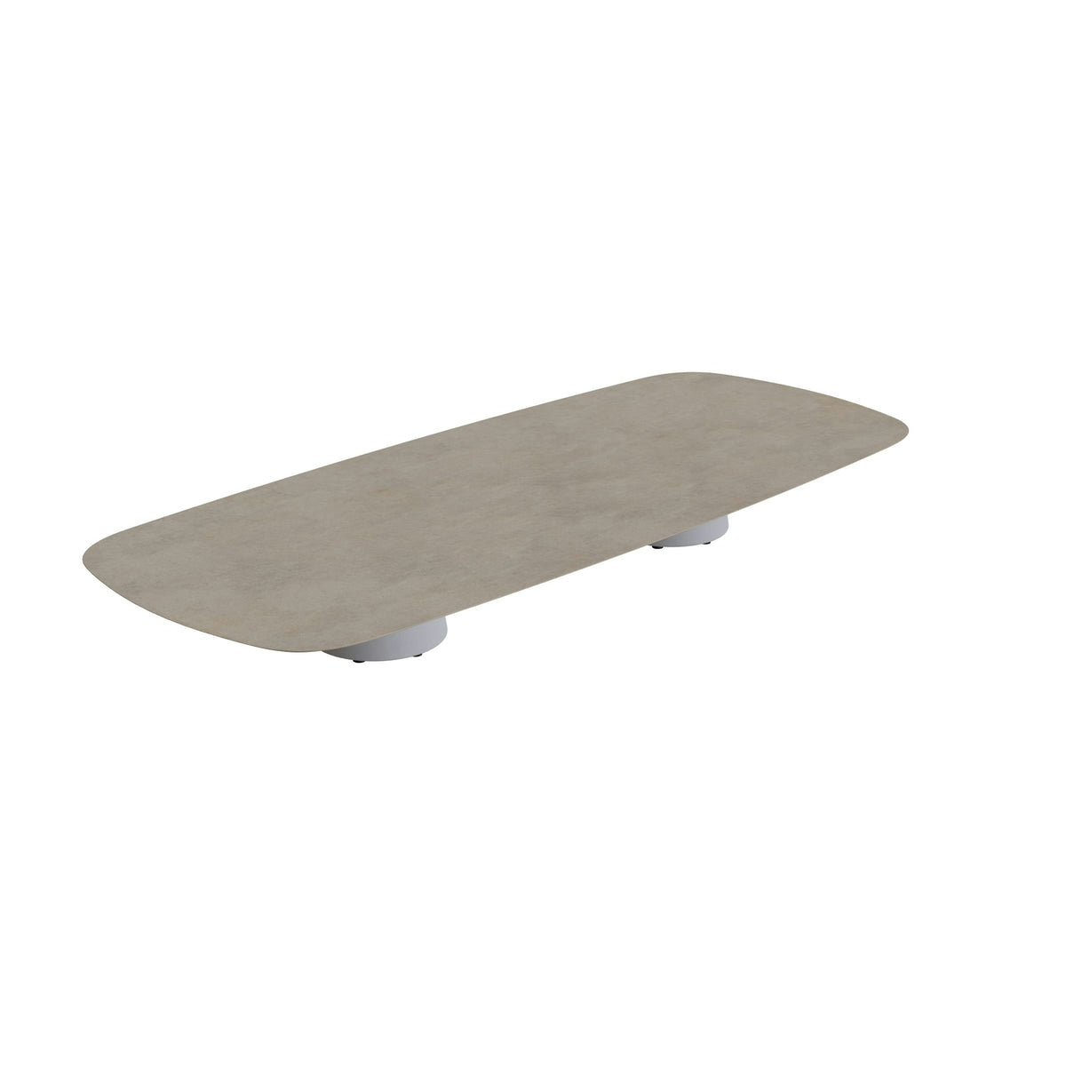 Royal Botania Conix Tisch 300 x 120 cm – niedriger Loungetisch, H 35 cm · Sockel zementgrau (cement grey) · Keramik graubraun (Terra Sabbia)
