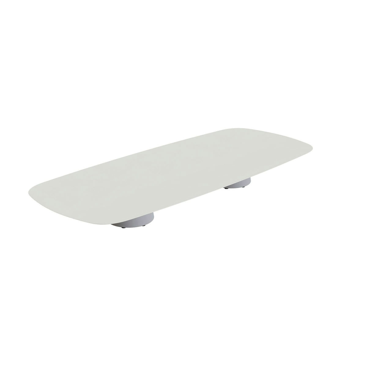 Royal Botania Conix Tisch 300 x 120 cm – niedriger Loungetisch, H 35 cm · Sockel zementgrau (cement grey) · Keramik weiß (white)