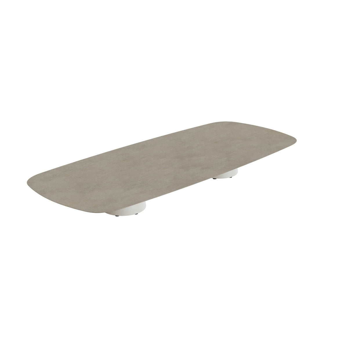 Royal Botania Conix Tisch 300 x 120 cm – niedriger Loungetisch, H 35 cm · Sockel sand (desert) · Keramik graubraun (Terra Sabbia)