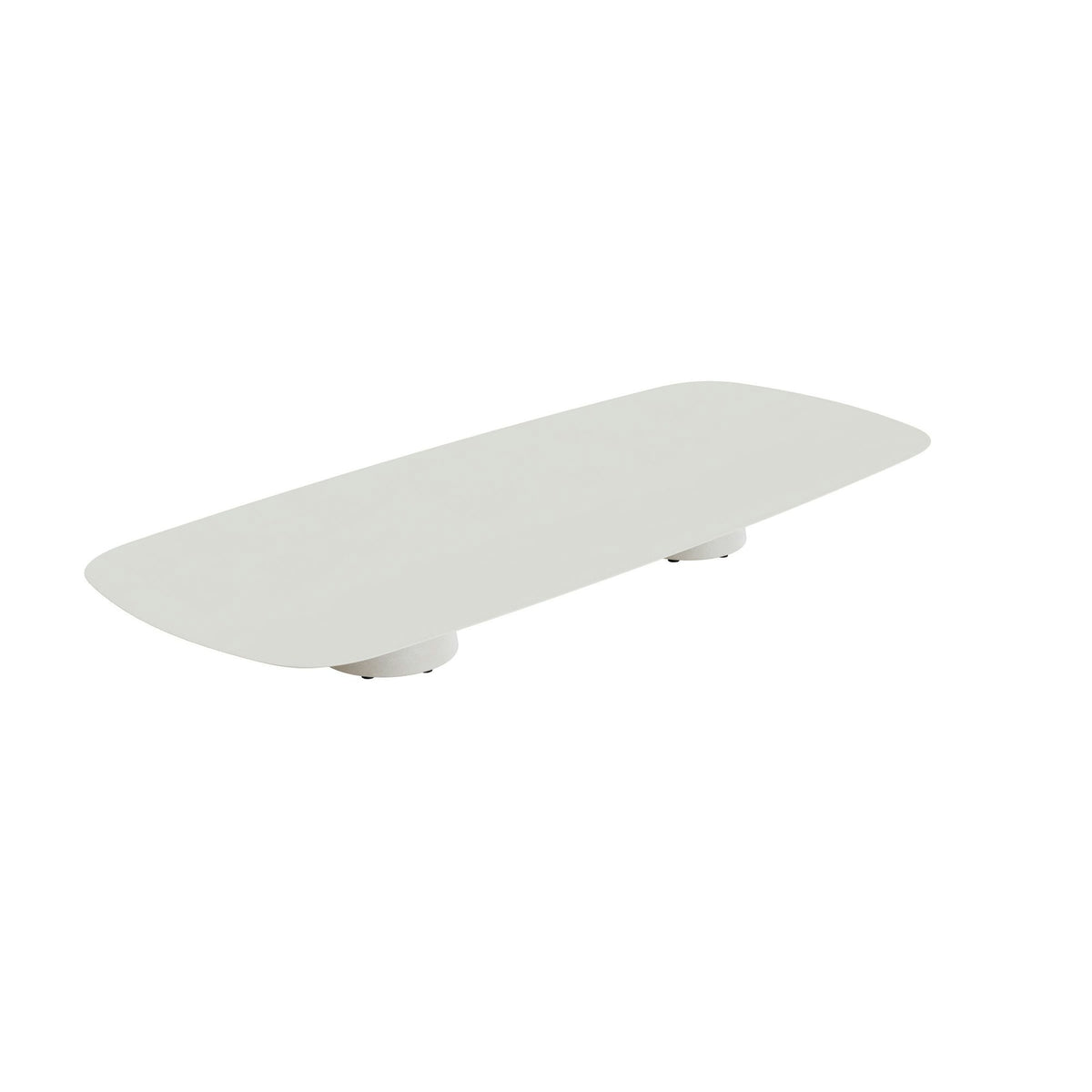 Royal Botania Conix Tisch 300 x 120 cm – niedriger Loungetisch, H 35 cm · Sockel sand (desert) · Keramik weiß (white)
