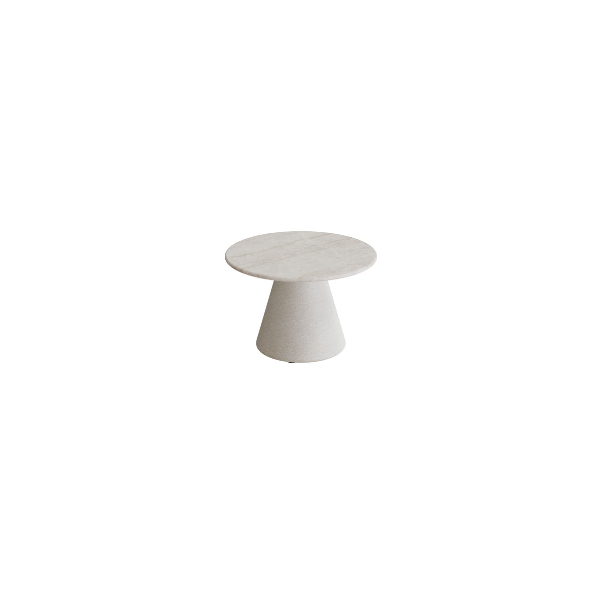 Royal Botania Conix Beistelltisch 40 cm, Esstisch, Sockel sand (desert), Keramik grau-braun geädert (Strato Quartz)