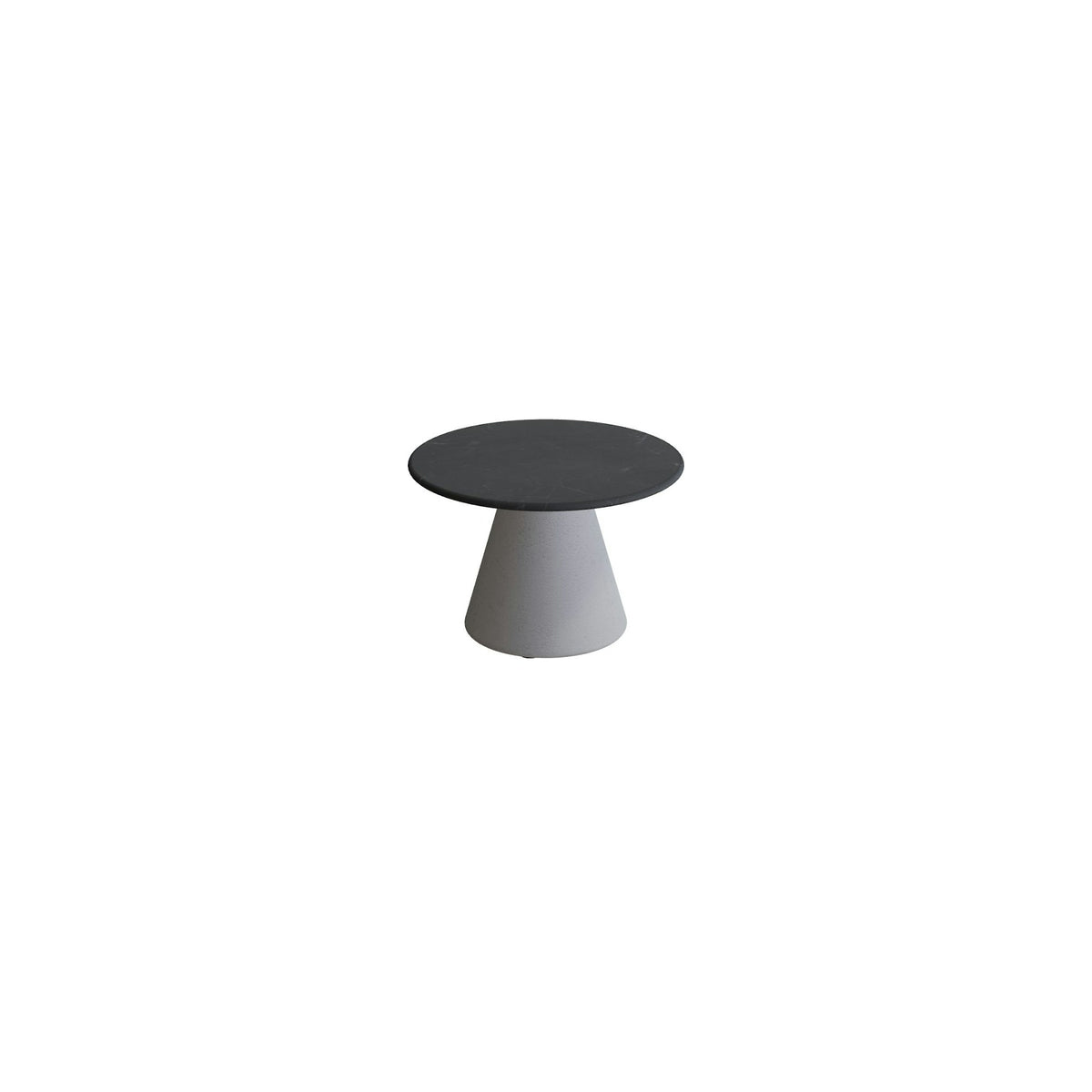 Royal Botania Conix Beistelltisch 40 cm – Sockel zementgrau (cement grey) · Keramik schwarz geädert (Nero Marquina)