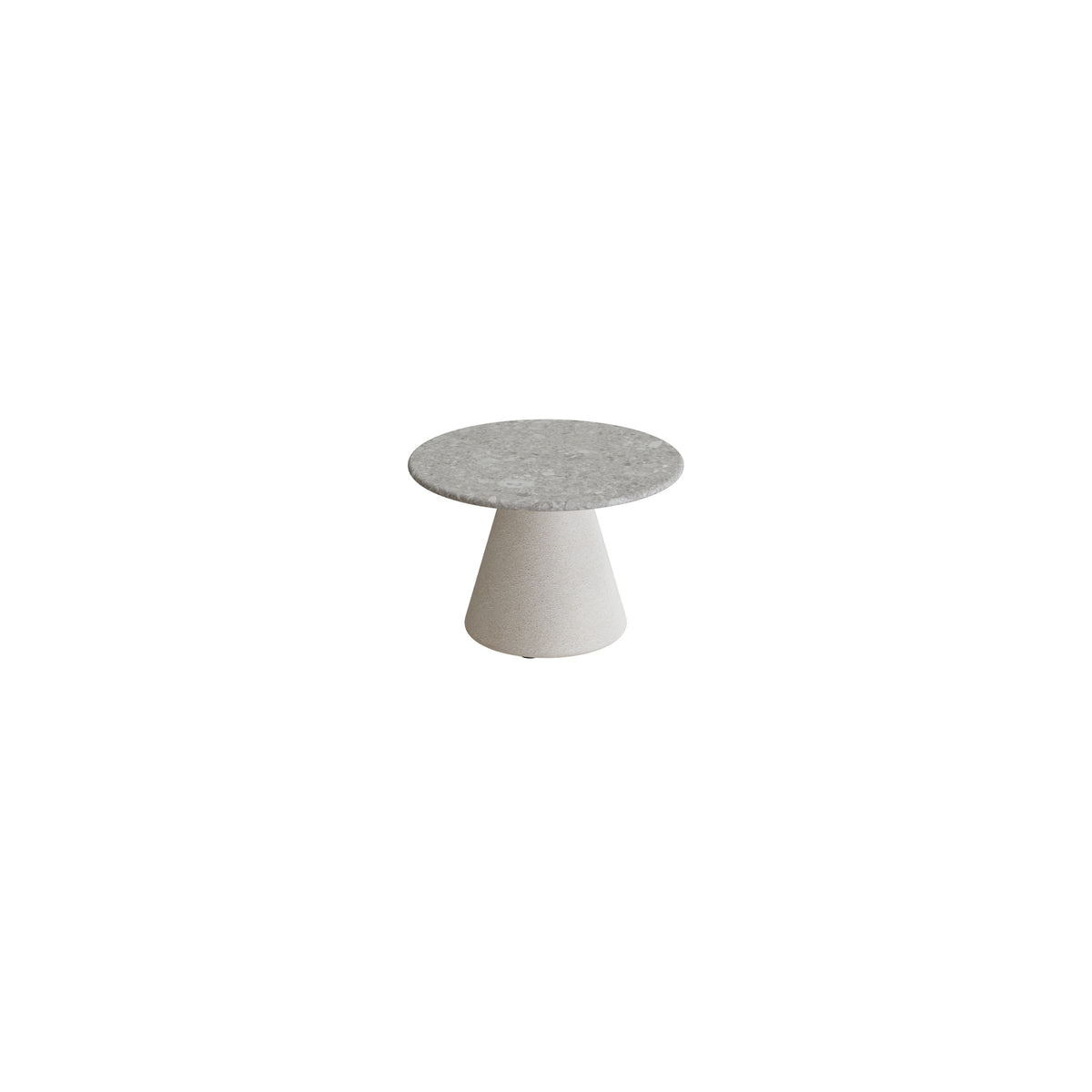 Royal Botania Conix Beistelltisch 40 cm, Esstisch, Sockel sand (desert), Keramik grau gemustert (Ceppo Dolomitica)