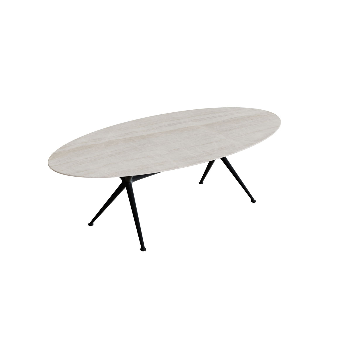 Royal Botania Exes Tisch Ellipse 250 x 130 cm, Gestell anthrazit, Keramik grau-braun geädert (Strato Quartz)