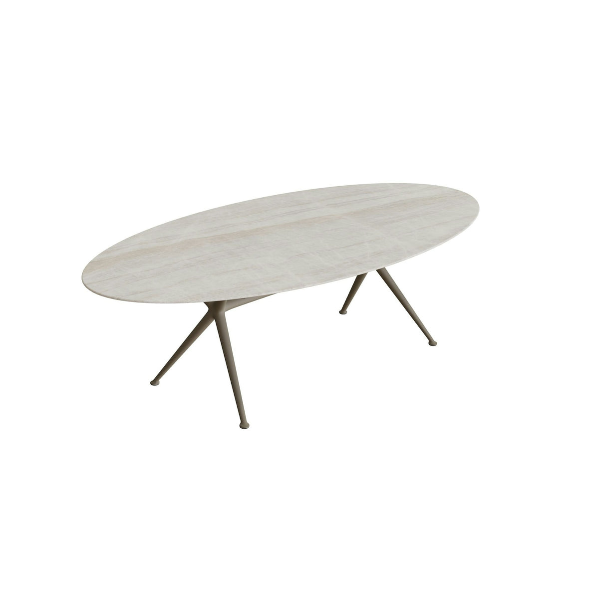 Royal Botania Exes Tisch Ellipse 250 x 130 cm – sand · Keramik grau-braun geädert (Strato Quartz)
