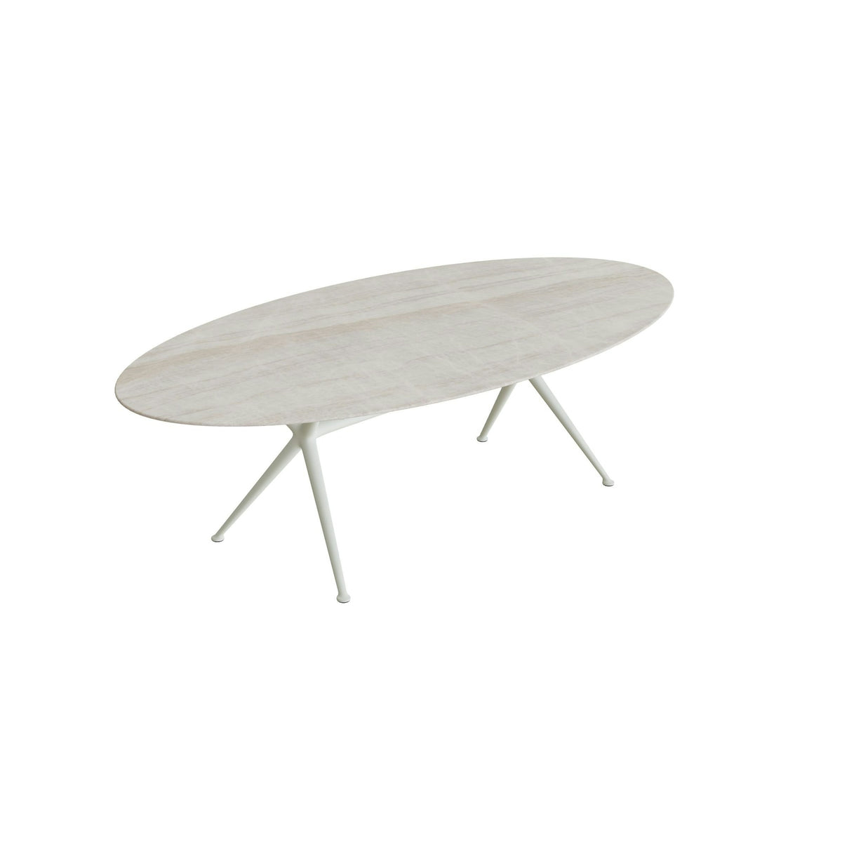Royal Botania Exes Tisch Ellipse 250 x 130 cm – weiß · Keramik grau-braun geädert (Strato Quartz)