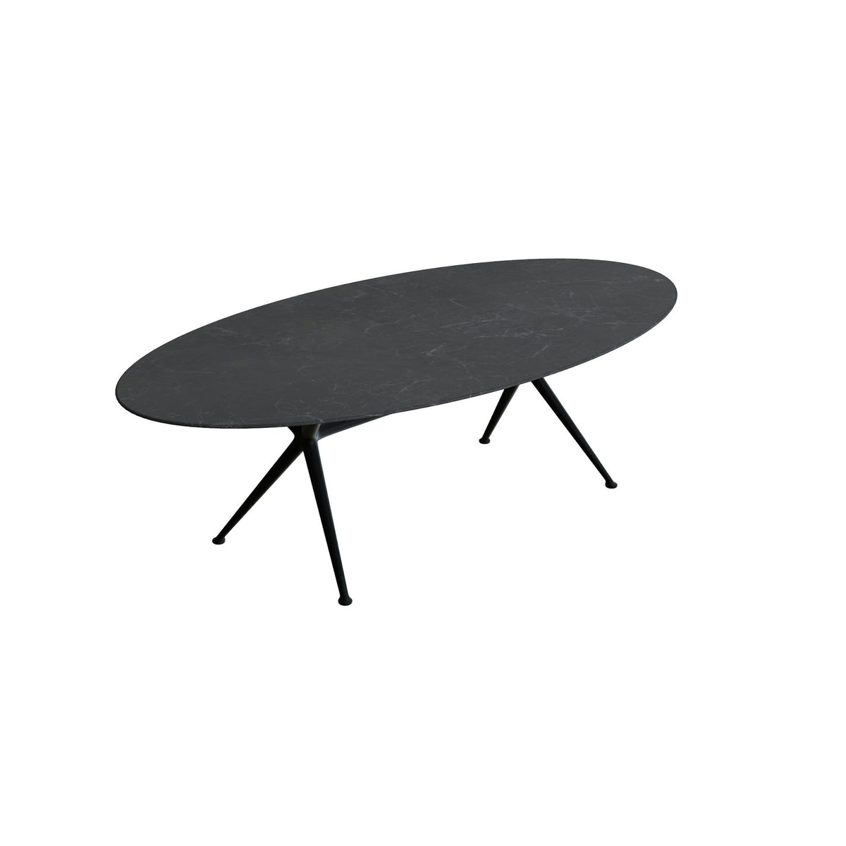 Royal Botania Exes Tisch Ellipse 250 x 130 cm – anthrazit · Keramik schwarz geädert (Nero Marquina)