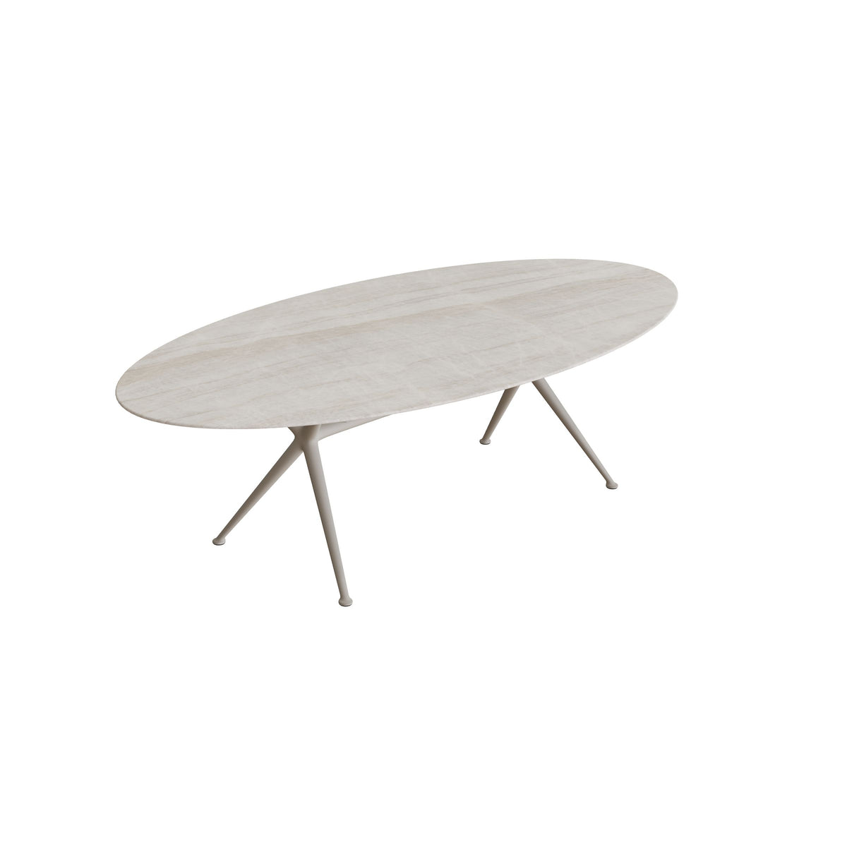 Royal Botania Exes Tisch Ellipse 250 x 130 cm, Gestell pebble, Keramik grau-braun geädert (Strato Quartz)