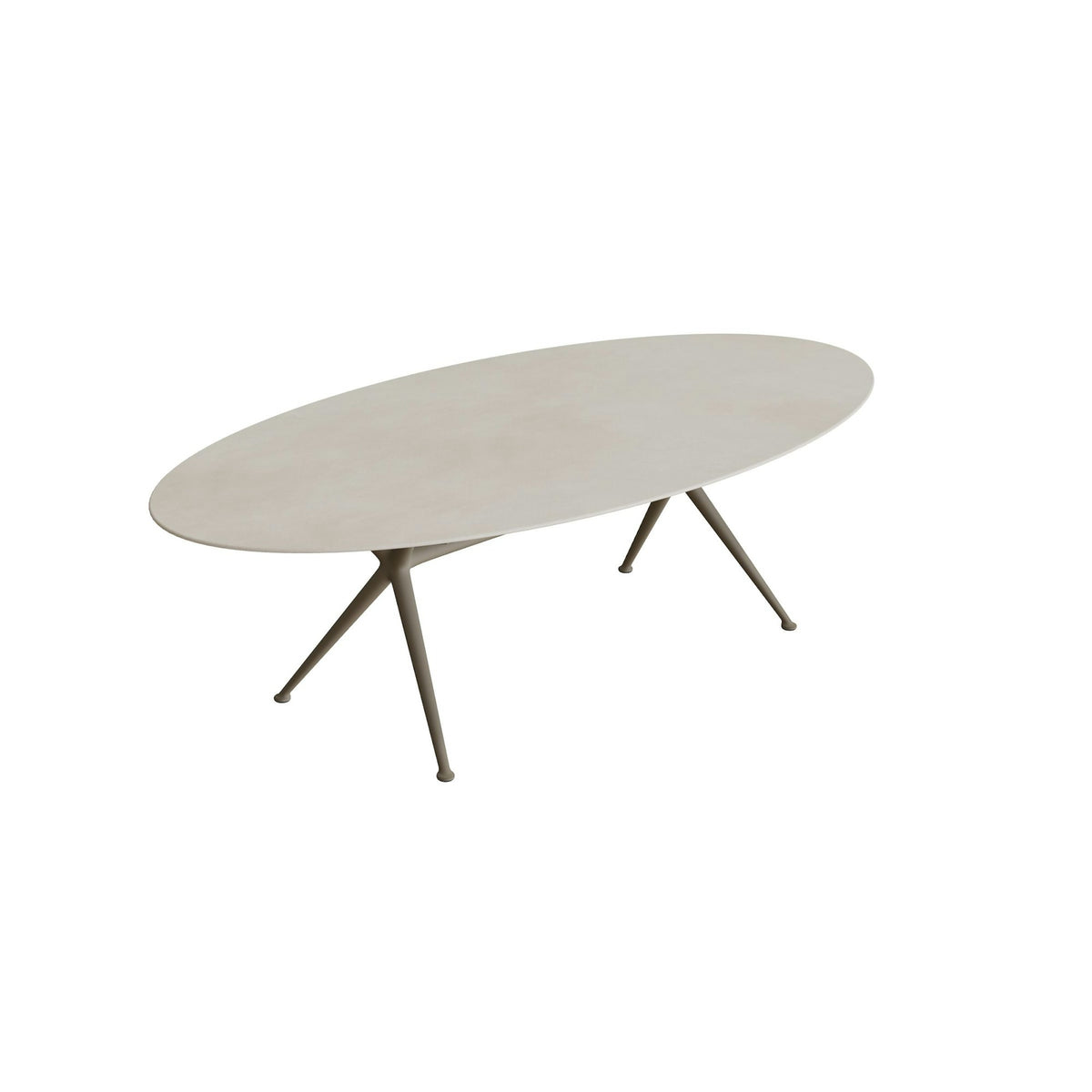 Royal Botania Exes Tisch Ellipse 250 x 130 cm – sand · Keramik zementgrau (Cemento Luminoso)