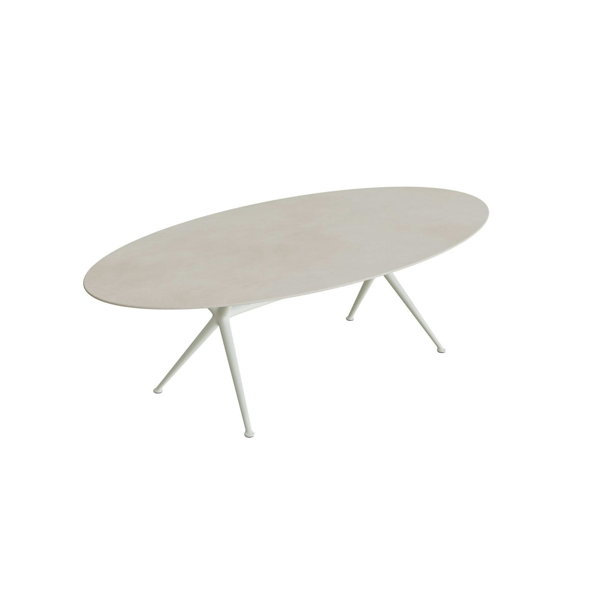 Royal Botania Exes Tisch Ellipse 250 x 130 cm – weiß · Keramik zementgrau (Cemento Luminoso)