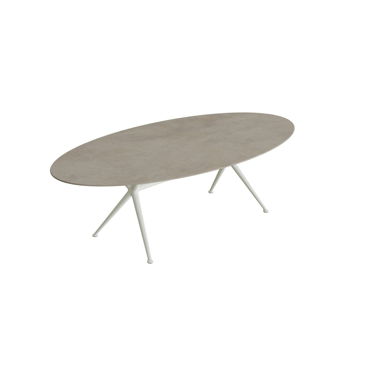 Royal Botania Exes Tisch Ellipse 250 x 130 cm – weiß · Keramik graubraun (Terra Sabbia)
