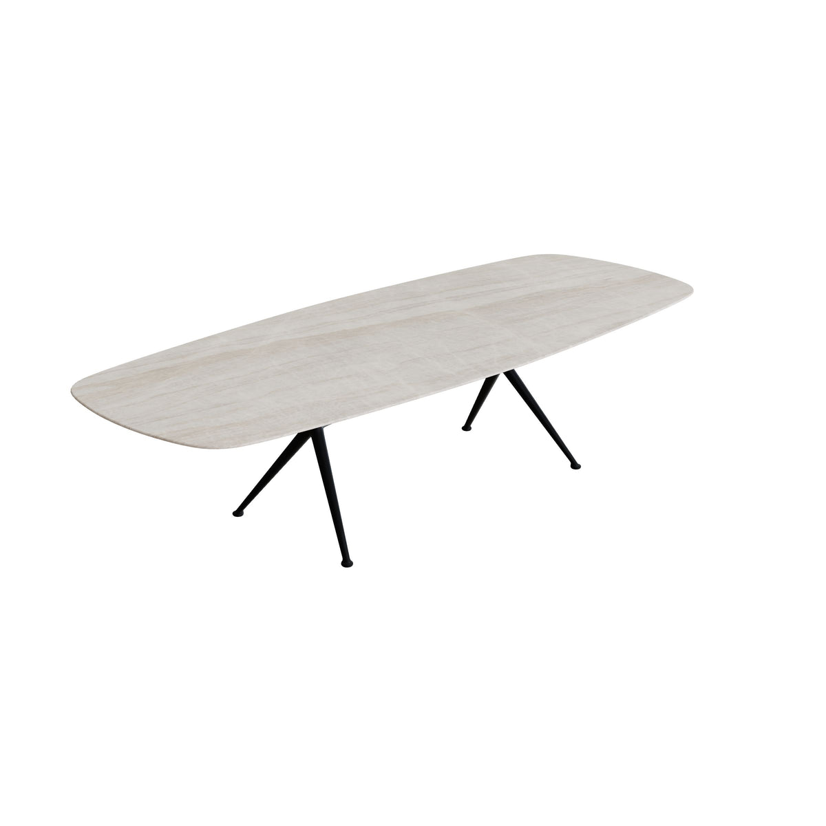 Royal Botania Exes Tisch oval 300 x 120 cm, Gestell anthrazit, Keramik grau-braun geädert (Strato Quartz)