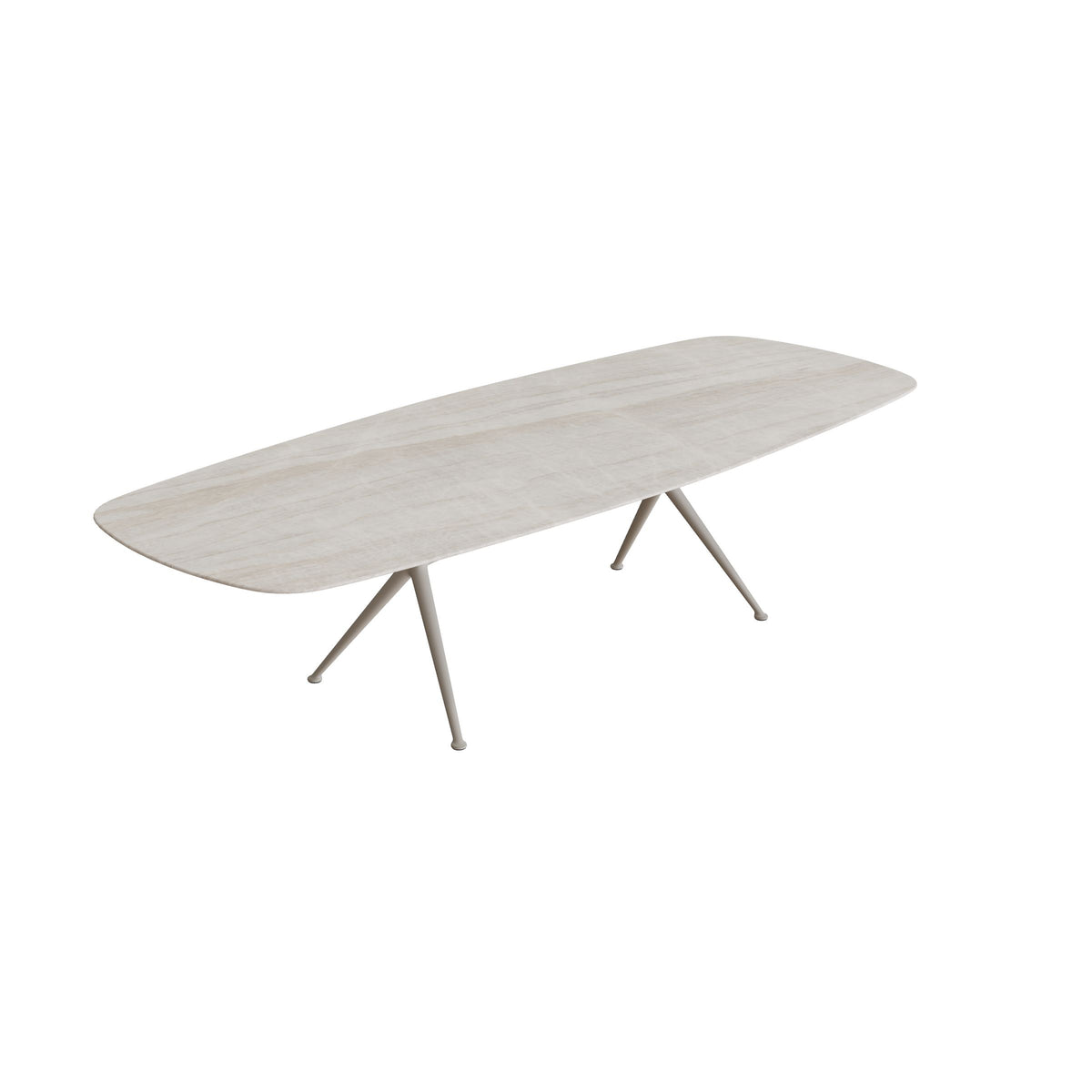 Royal Botania Exes Tisch oval 300 x 120 cm, Gestell pebble, Keramik grau-braun geädert (Strato Quartz)
