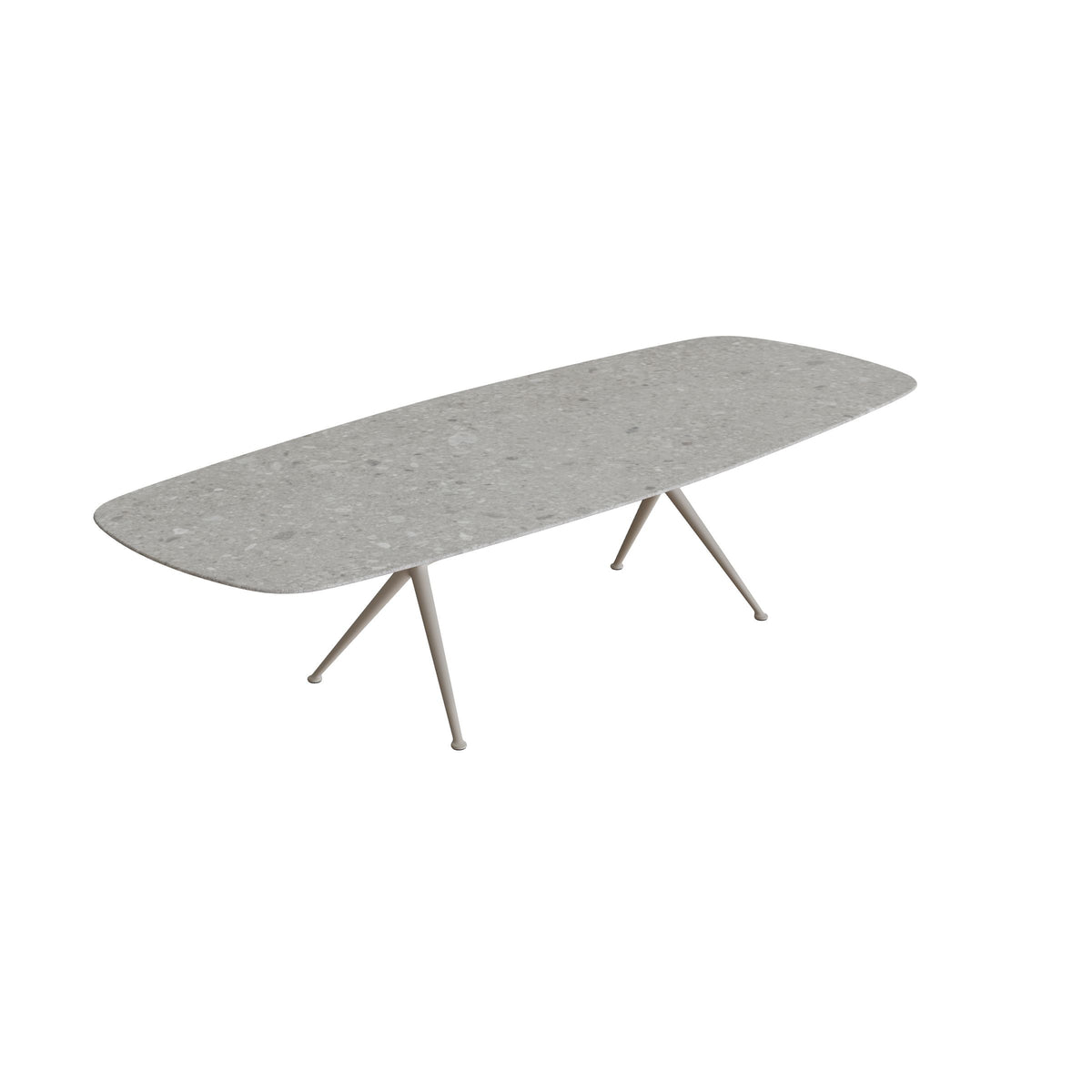 Royal Botania Exes Tisch oval 300 x 120 cm, Gestell pebble, Keramik grau gemustert (Ceppo Dolomitica)