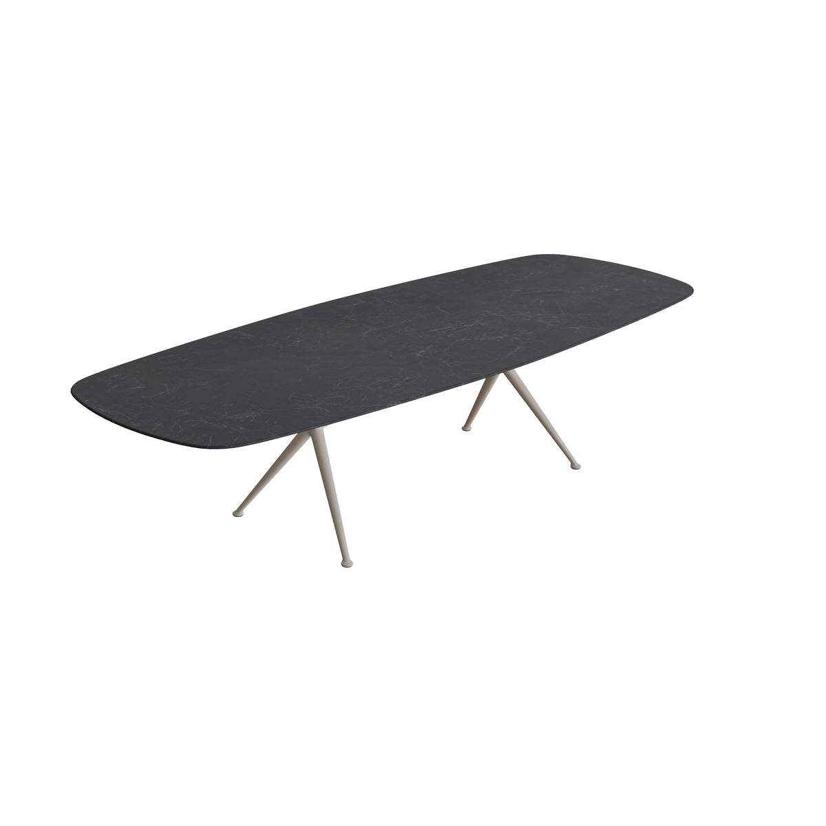 Royal Botania Exes Tisch oval 300 x 120 cm, Gestell pebble, Keramik schwarz geädert (Nero Marquina)