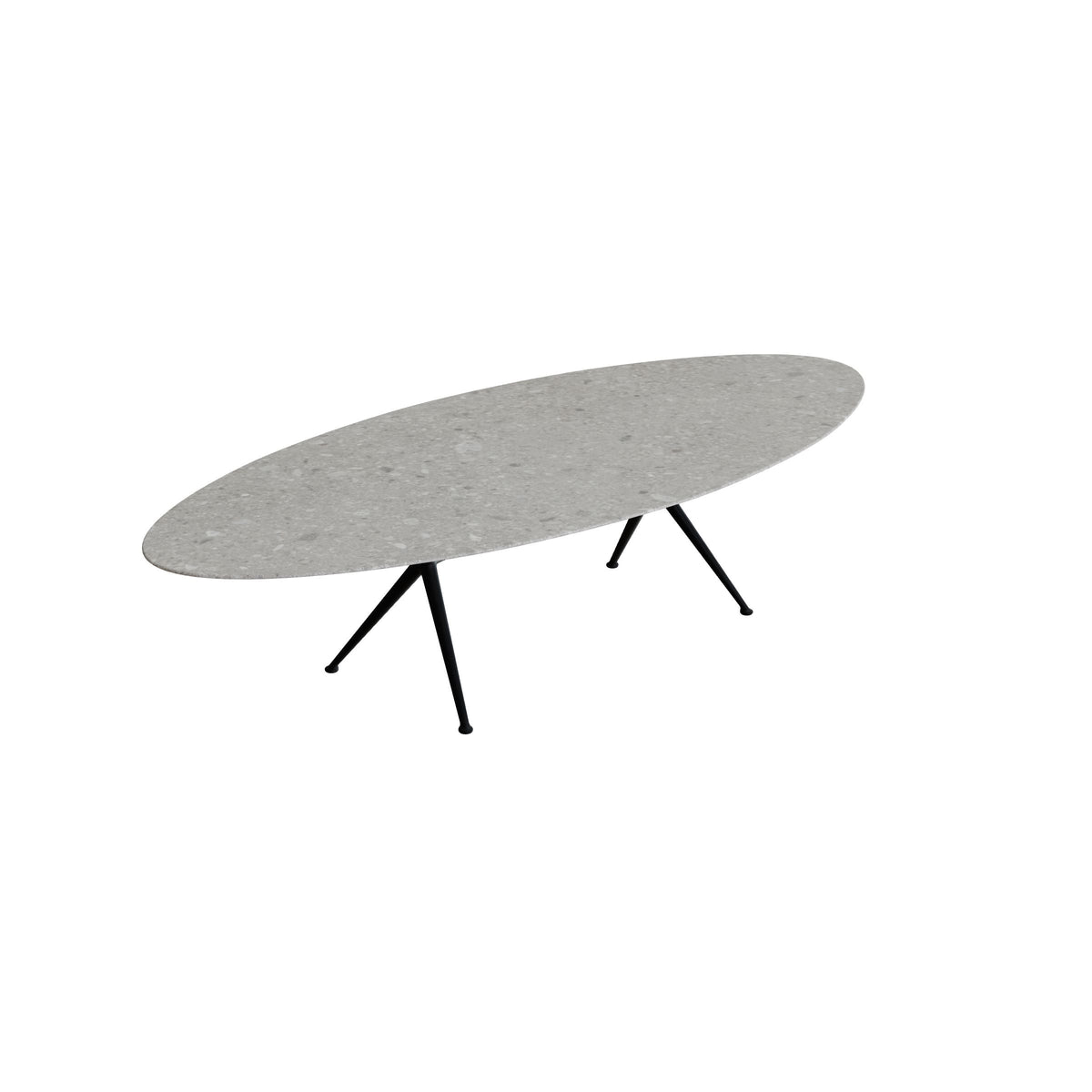 Royal Botania Exes Tisch Ellipse 320 x 140 cm, Gestell anthrazit, Keramik grau gemustert (Ceppo Dolomitica)