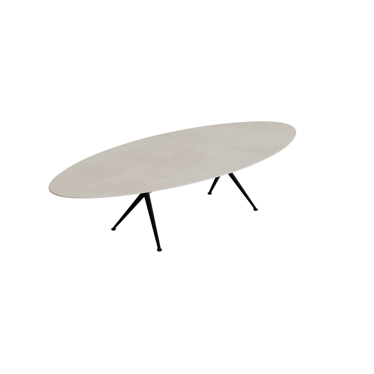 Royal Botania Exes Tisch Ellipse 320 x 140 cm, Gestell anthrazit, Keramik zementgrau (Cemento Luminoso)