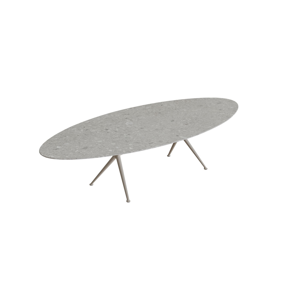 Royal Botania Exes Tisch Ellipse 320 x 140 cm, Gestell pebble, Keramik grau gemustert (Ceppo Dolomitica)