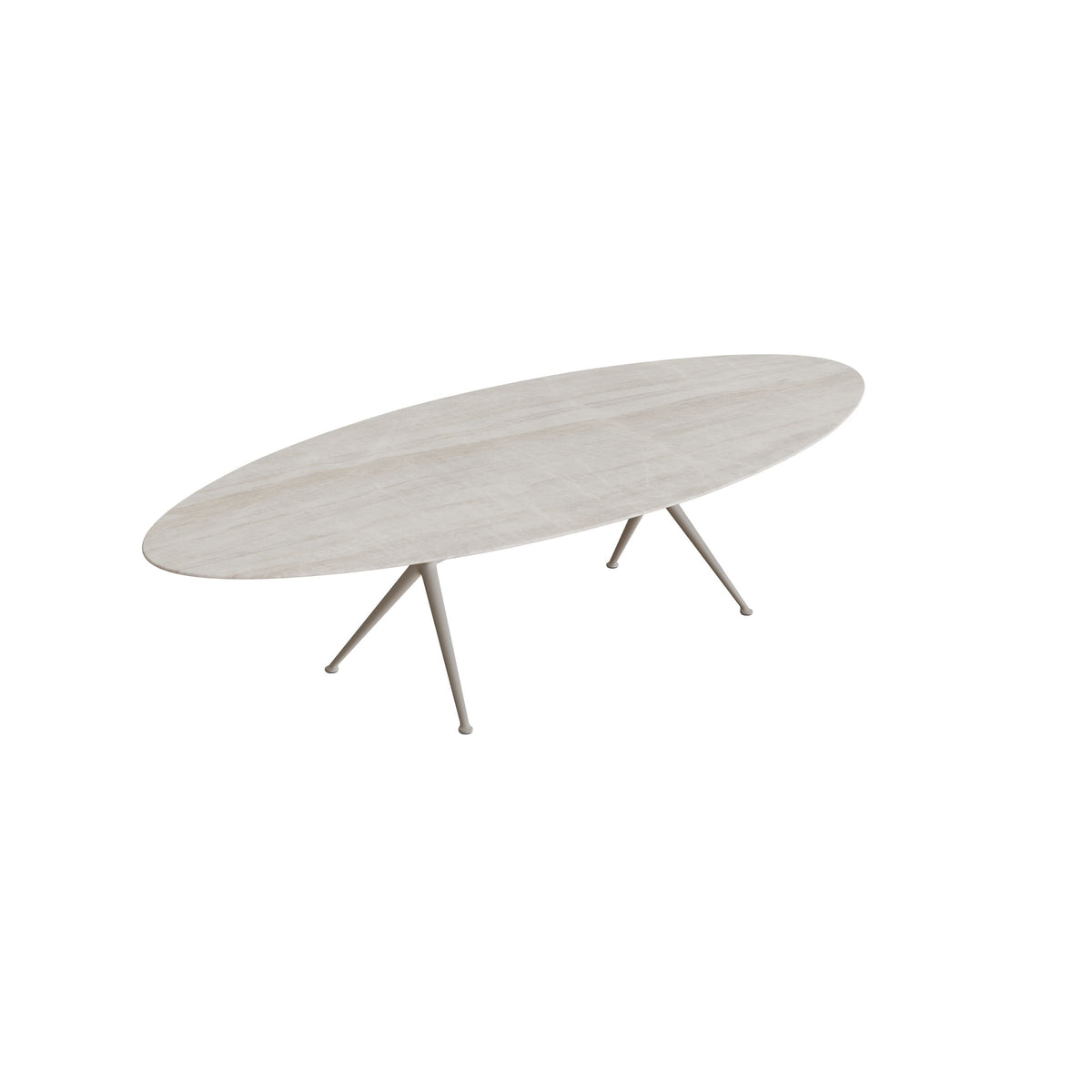 Royal Botania Exes Tisch Ellipse 320 x 140 cm, Gestell pebble, Keramik grau-braun geädert (Strato Quartz)