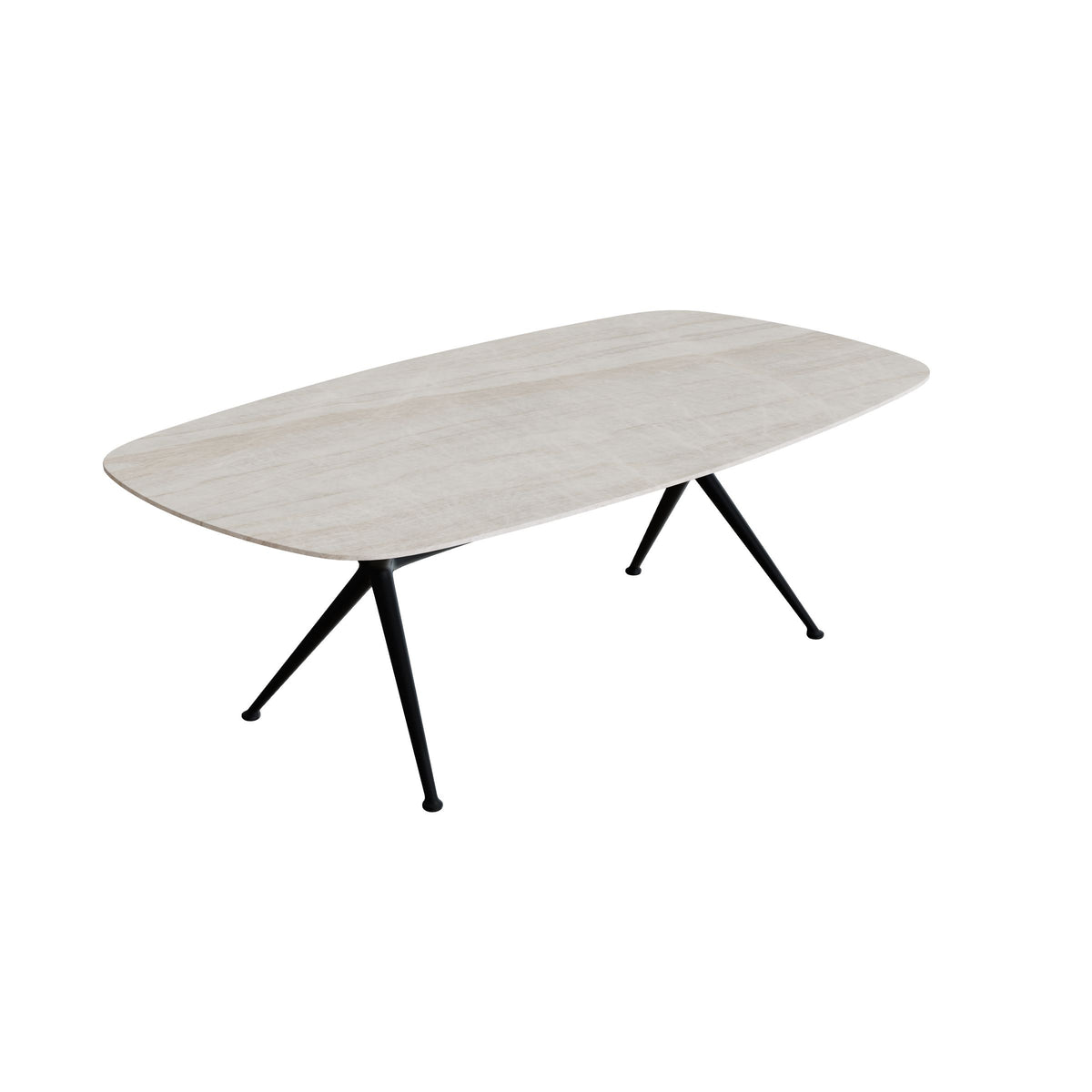 Royal Botania Exes Tisch oval 220 x 120 cm, Gestell anthrazit, Keramik grau-braun geädert (Strato Quartz)