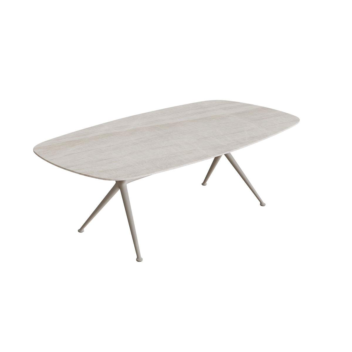 Royal Botania Exes Tisch oval 220 x 120 cm, Gestell pebble, Keramik grau-braun geädert (Strato Quartz)