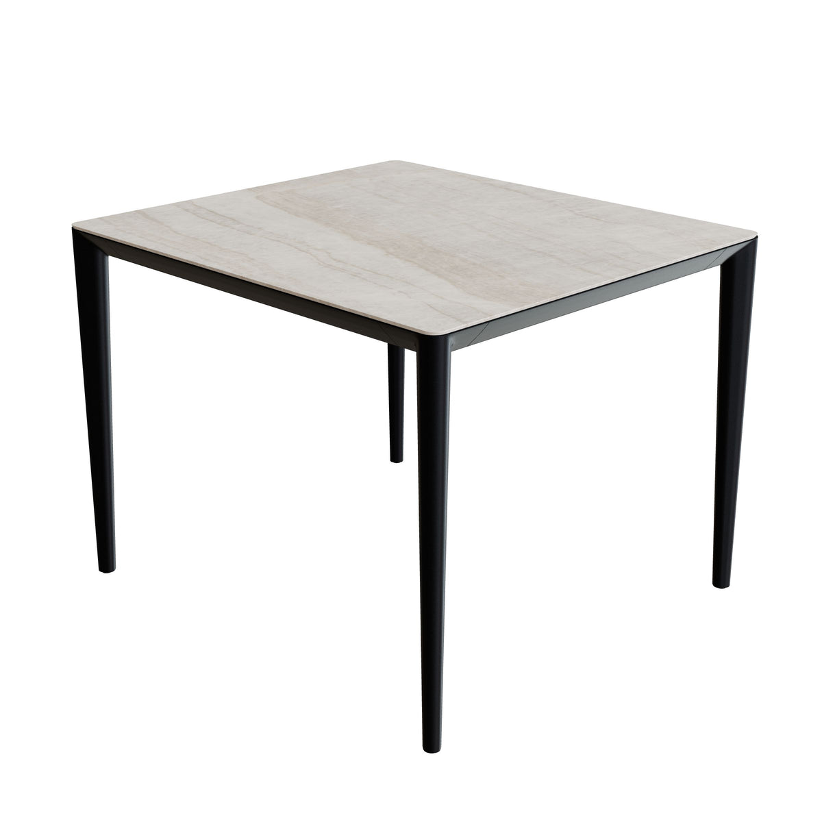 Royal Botania U-Nite Esstisch 100 x 90 cm, Gestell Aluminium anthrazit, Platte Keramik grau-braun geädert (Strato Quartz)