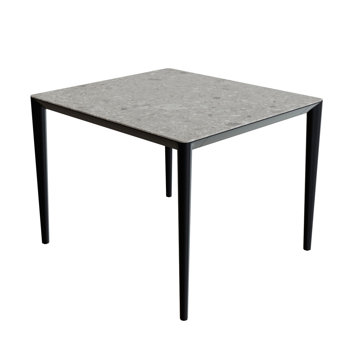 Royal Botania U-Nite Esstisch 100 x 90 cm, Gestell Aluminium anthrazit, Platte Keramik grau gemustert (Ceppo Dolomitica)