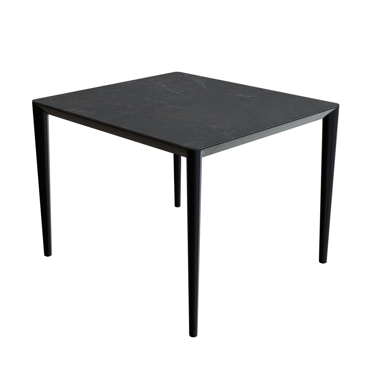 Royal Botania U-Nite Esstisch 100 x 90 cm, Gestell Aluminium anthrazit, Platte Keramik schwarz geädert (Nero Marquina)