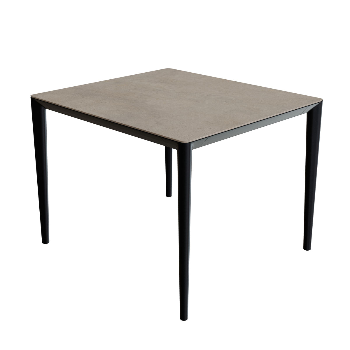 Royal Botania U-Nite Esstisch 100 x 90 cm, Gestell Aluminium anthrazit, Platte Keramik graubraun (Terra Sabbia)