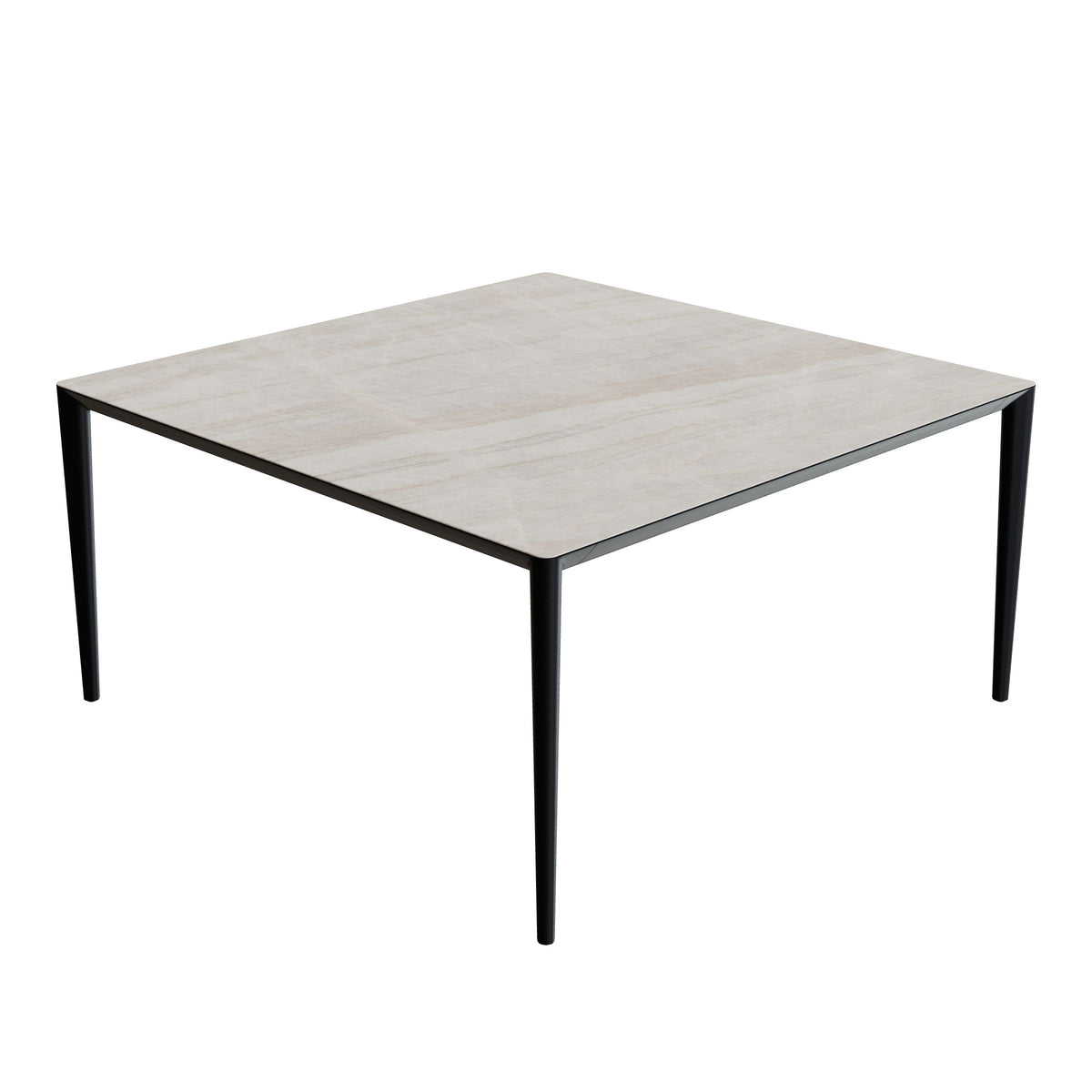 Royal Botania U-Nite Esstisch 150 x 150 cm, Gestell Aluminium anthrazit, Platte Keramik grau-braun geädert (Strato Quartz)