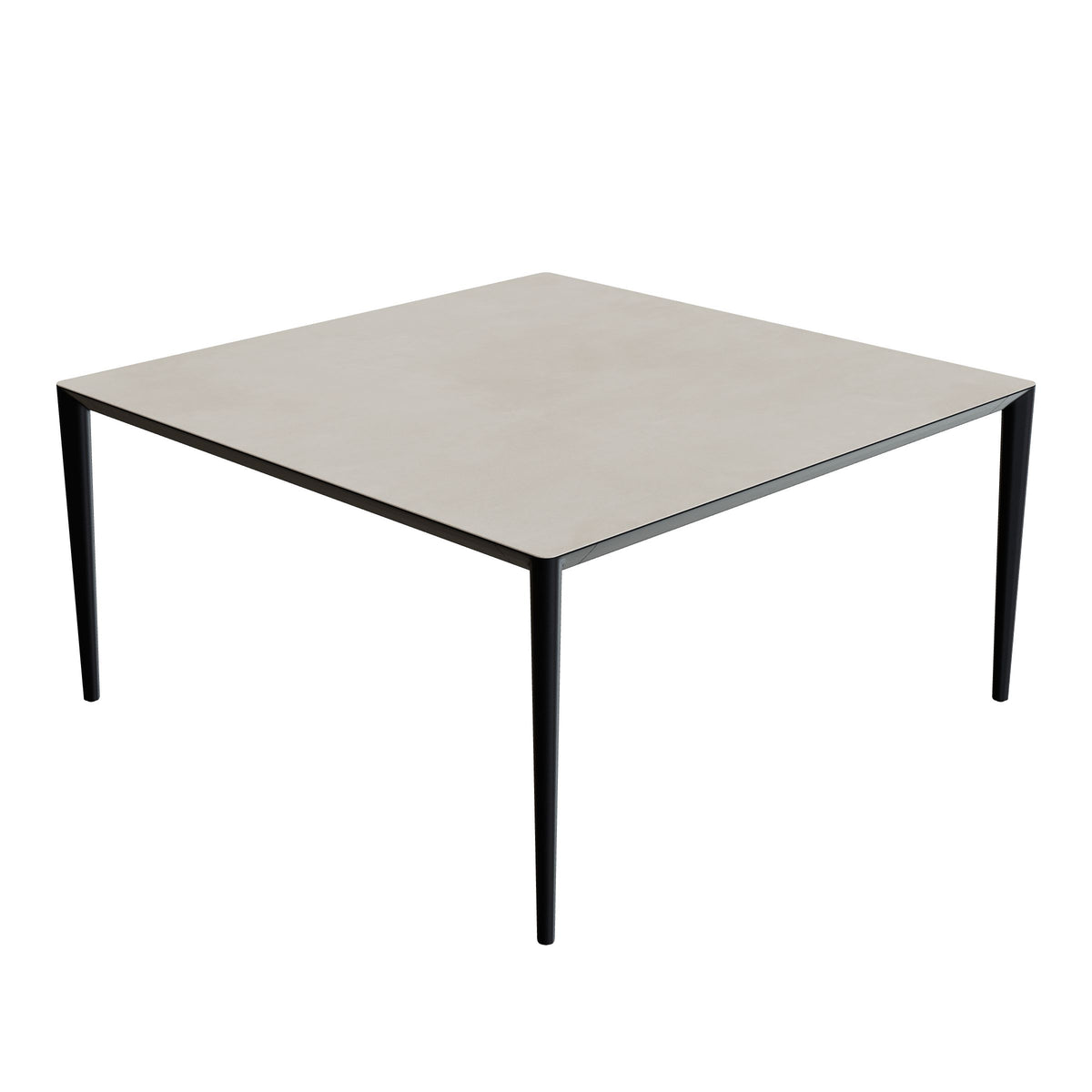 Royal Botania U-Nite Esstisch 150 x 150 cm, Gestell Aluminium anthrazit, Platte Keramik zementgrau (Cemento Luminoso)