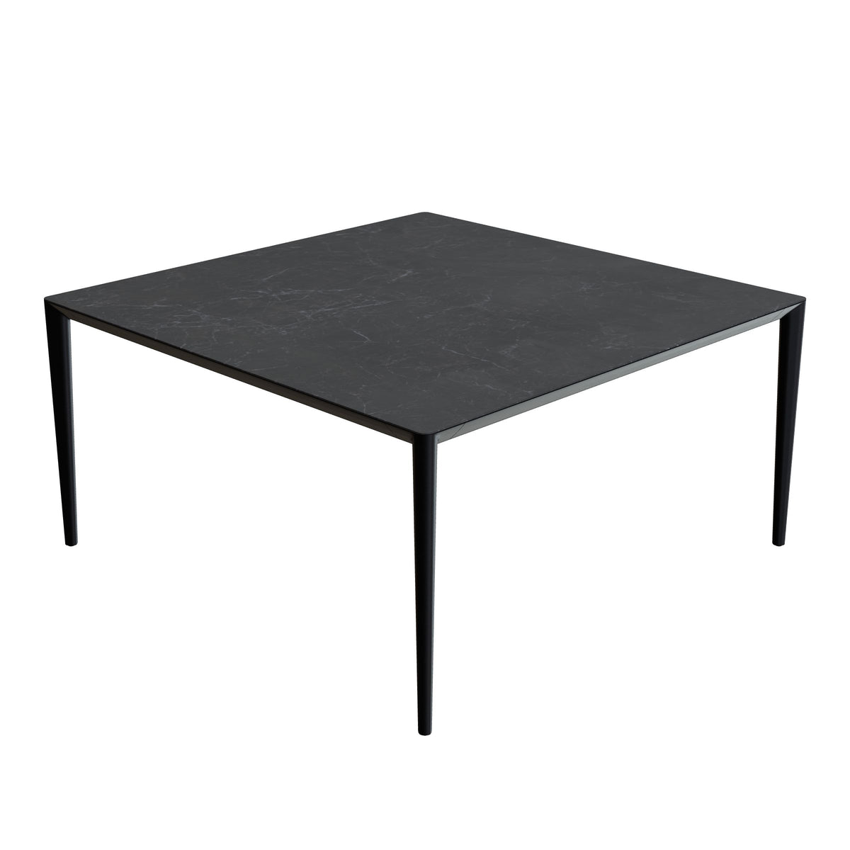 Royal Botania U-Nite Esstisch 150 x 150 cm, Gestell Aluminium anthrazit, Platte Keramik schwarz geädert (Nero Marquina)
