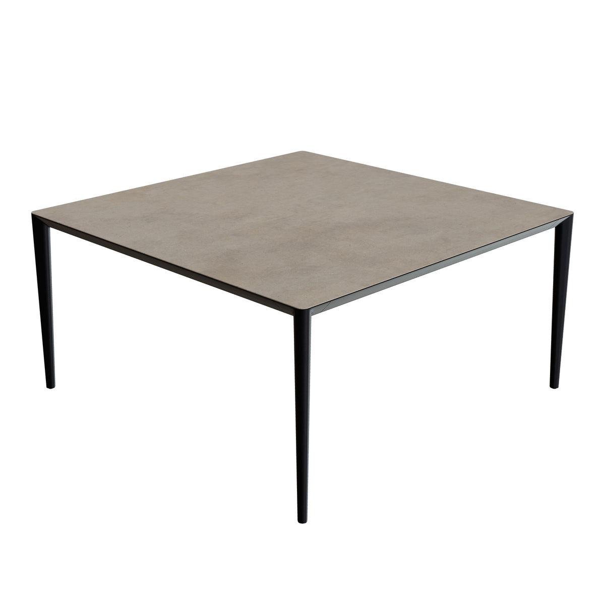 Royal Botania U-Nite Esstisch 150 x 150 cm, Gestell Aluminium anthrazit, Platte Keramik graubraun (Terra Sabbia)