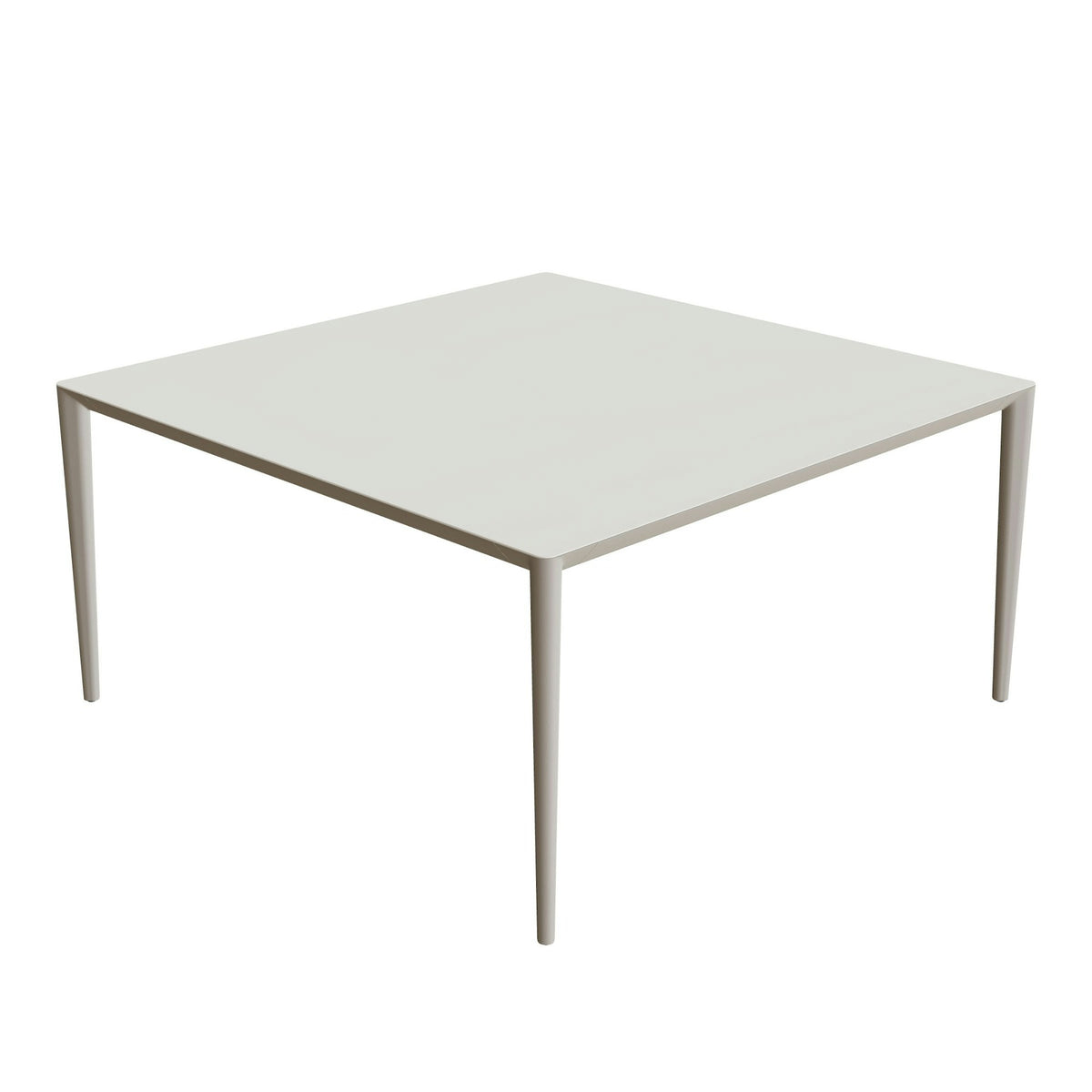 Royal Botania U-Nite Esstisch 150 x 150 cm – Aluminium pebble · Keramik weiß (white)