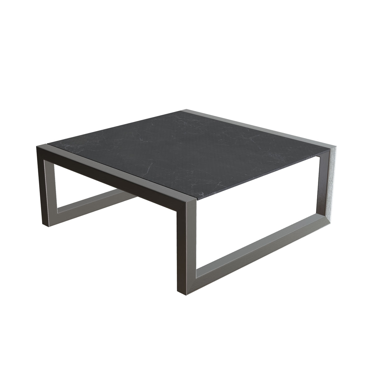 Royal Botania Ninix Loungetisch 90 x 90 cm, Gestell Edelstahl gebürstet, Keramik weiß (white)