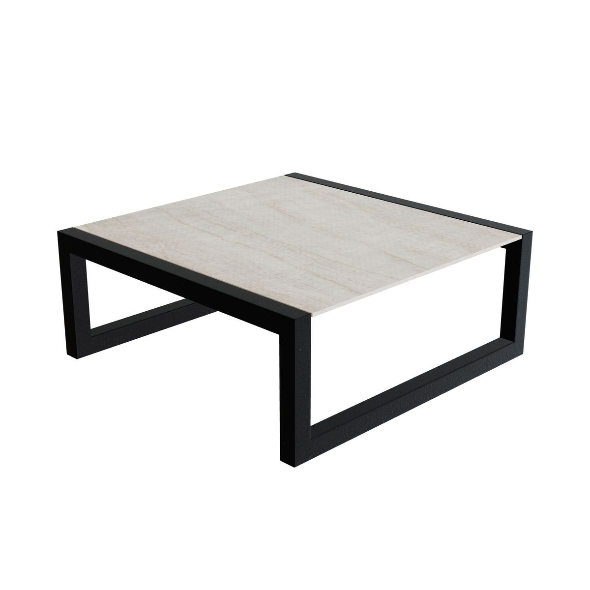 Royal Botania Ninix Loungetisch 90 x 90 cm, Gestell anthrazit, Keramik grau-braun geädert (Strato Quartz)