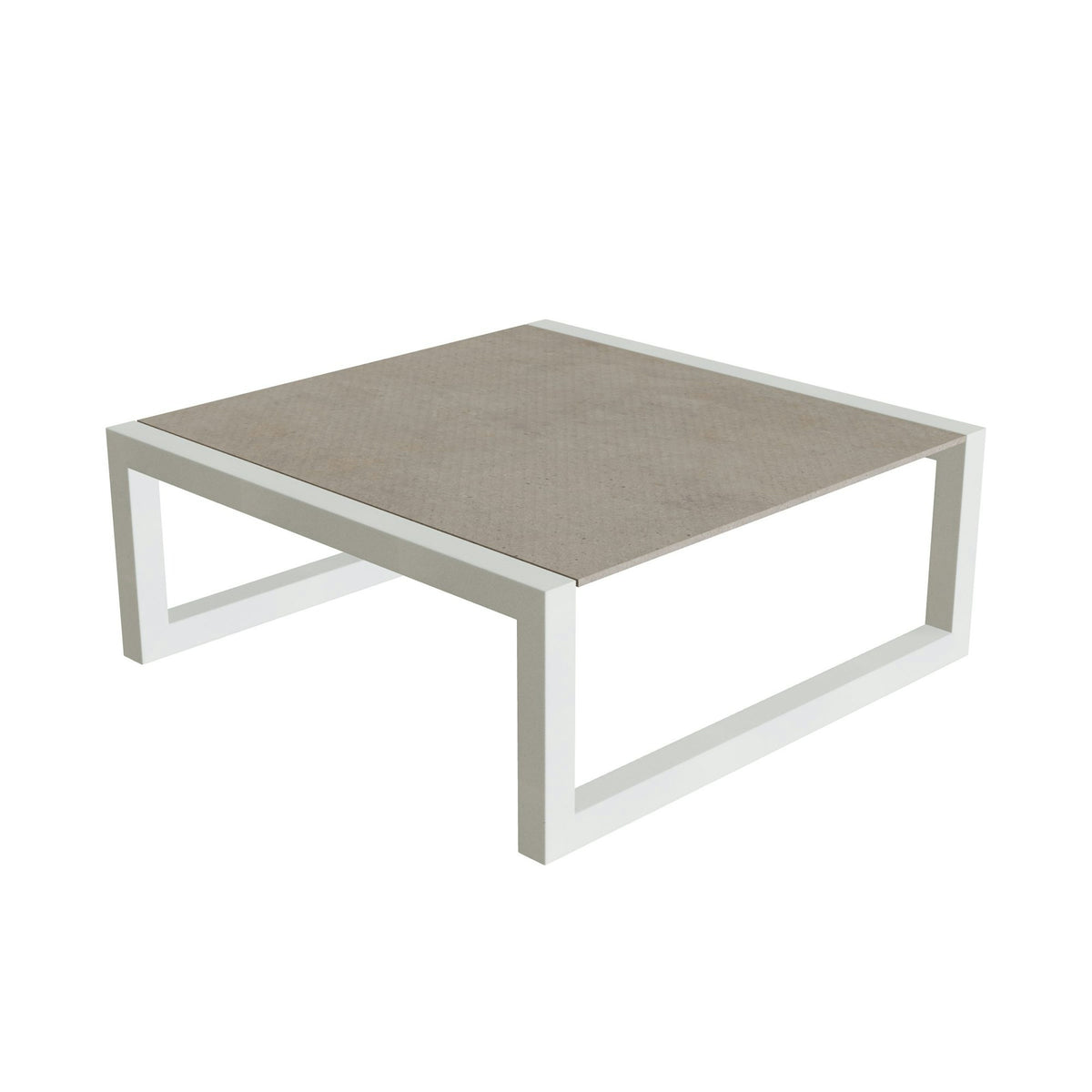 Royal Botania Ninix Loungetisch 90 x 90 cm – weiß · Keramik graubraun (Terra Sabbia)
