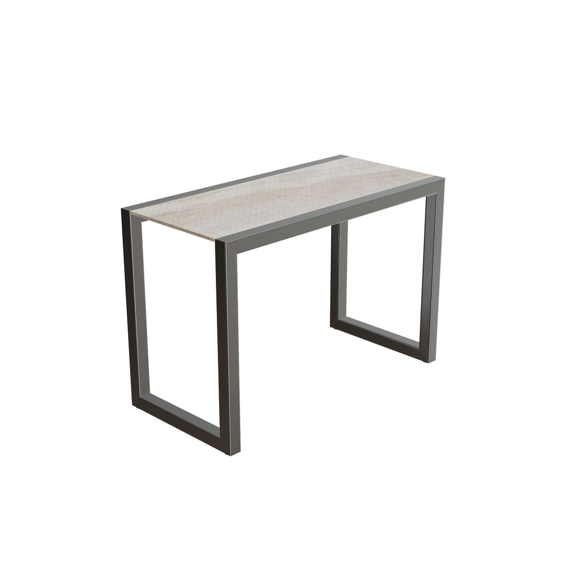 Royal Botania Ninix Lounge Beistelltisch 40S, Gestell Edelstahl gebürstet, Keramik grau-braun geädert (Strato Quartz)