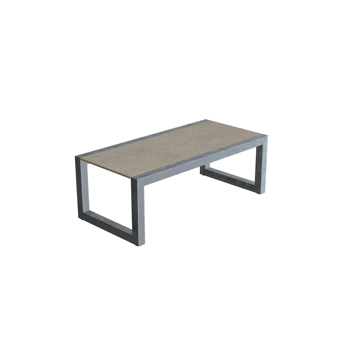 Royal Botania Ninix Lounge Tisch 40T – Edelstahl elektropoliert · Keramik graubraun (Terra Sabbia)