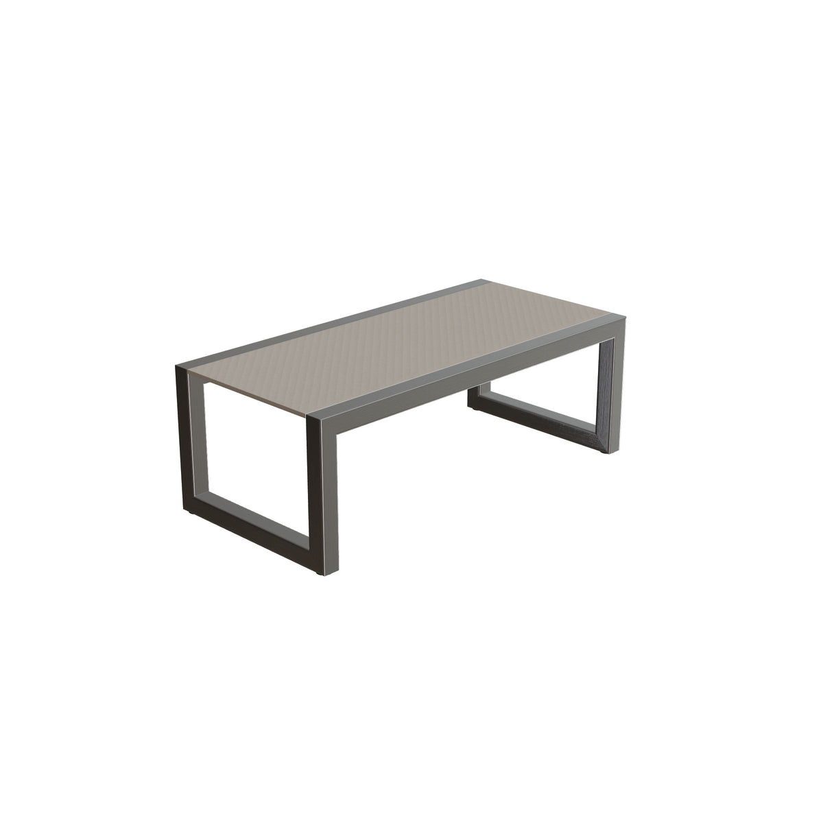 Royal Botania Ninix Lounge Tisch 40T, Gestell Edelstahl gebürstet, Keramik perlgrau (Pearl Grey)