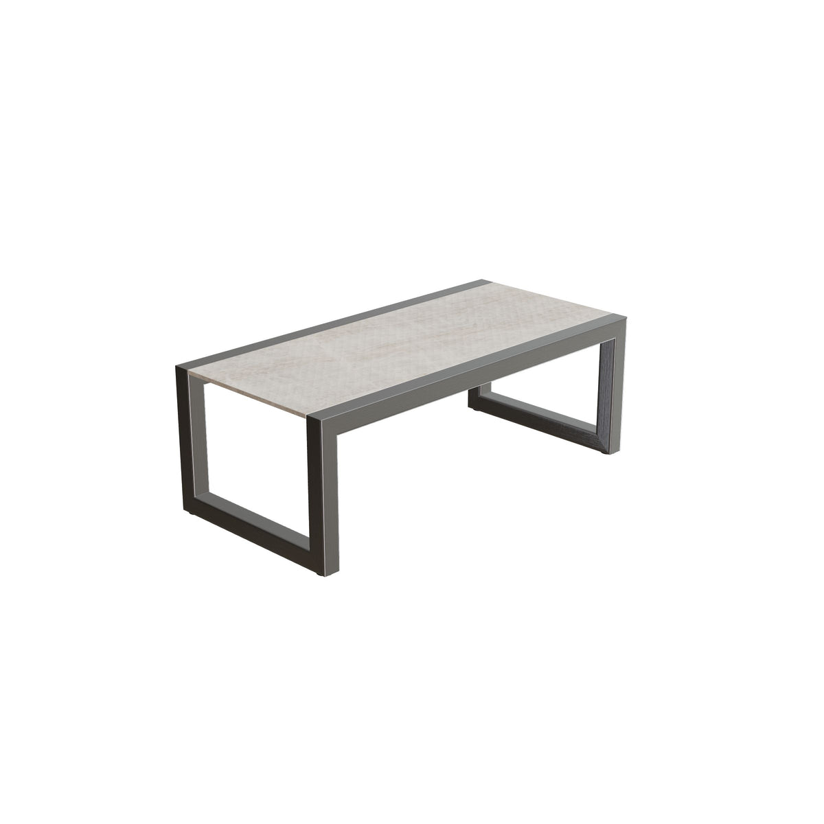 Royal Botania Ninix Lounge Tisch 40T, Gestell Edelstahl gebürstet, Keramik grau-braun geädert (Strato Quartz)