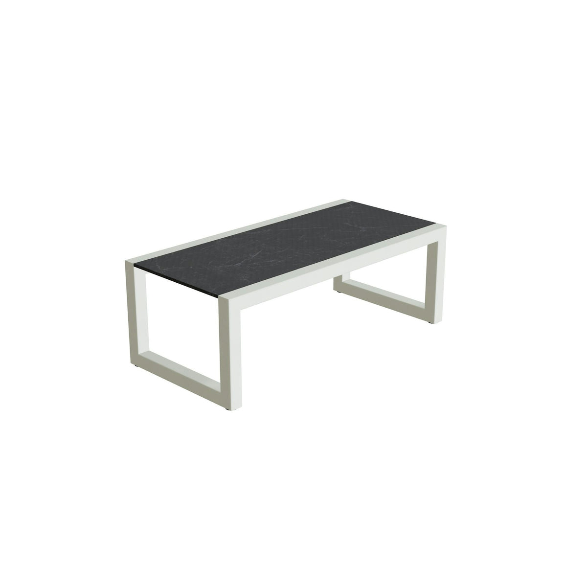 Royal Botania Ninix Lounge Tisch 40T – weiß · Keramik schwarz geädert (Nero Marquina)
