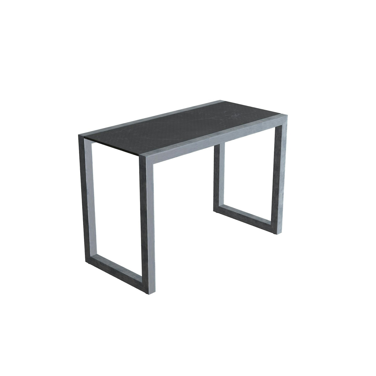 Royal Botania Ninix Lounge Beistelltisch 40S – Edelstahl elektropoliert · Keramik schwarz geädert (Nero Marquina)