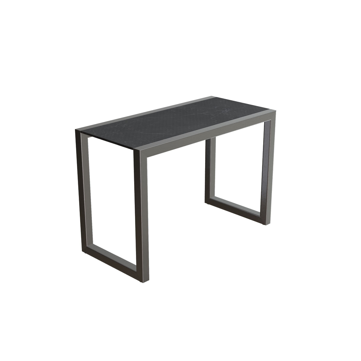 Royal Botania Ninix Lounge Beistelltisch 40S, Gestell Edelstahl gebürstet, Keramik schwarz geädert (Nero Marquina)