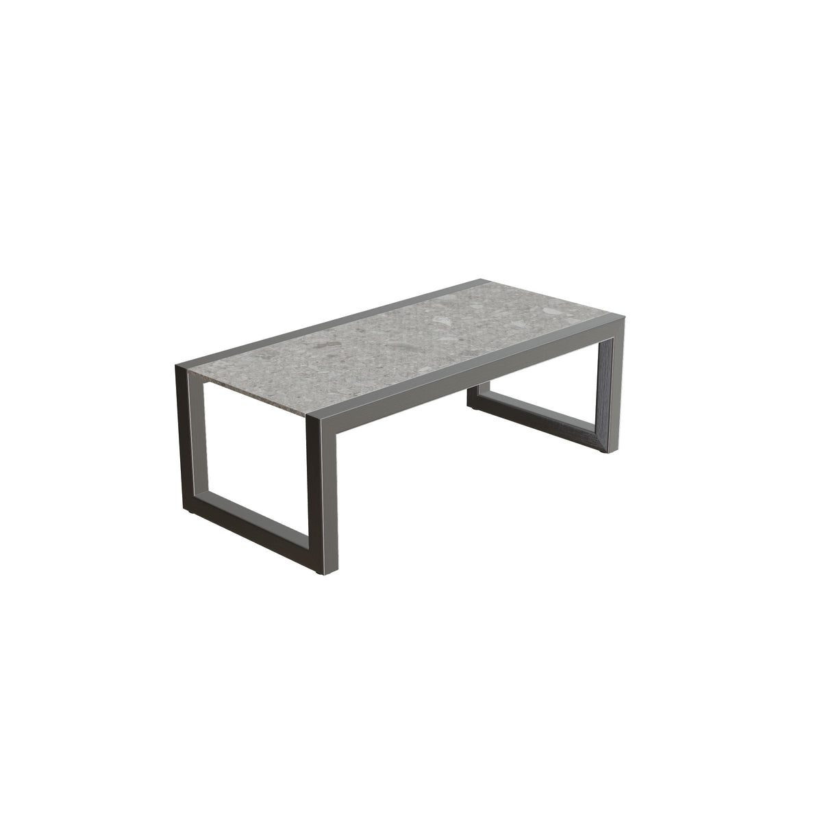 Royal Botania Ninix Lounge Tisch 40T, Gestell Edelstahl gebürstet, Keramik grau gemustert (Ceppo Dolomitica)