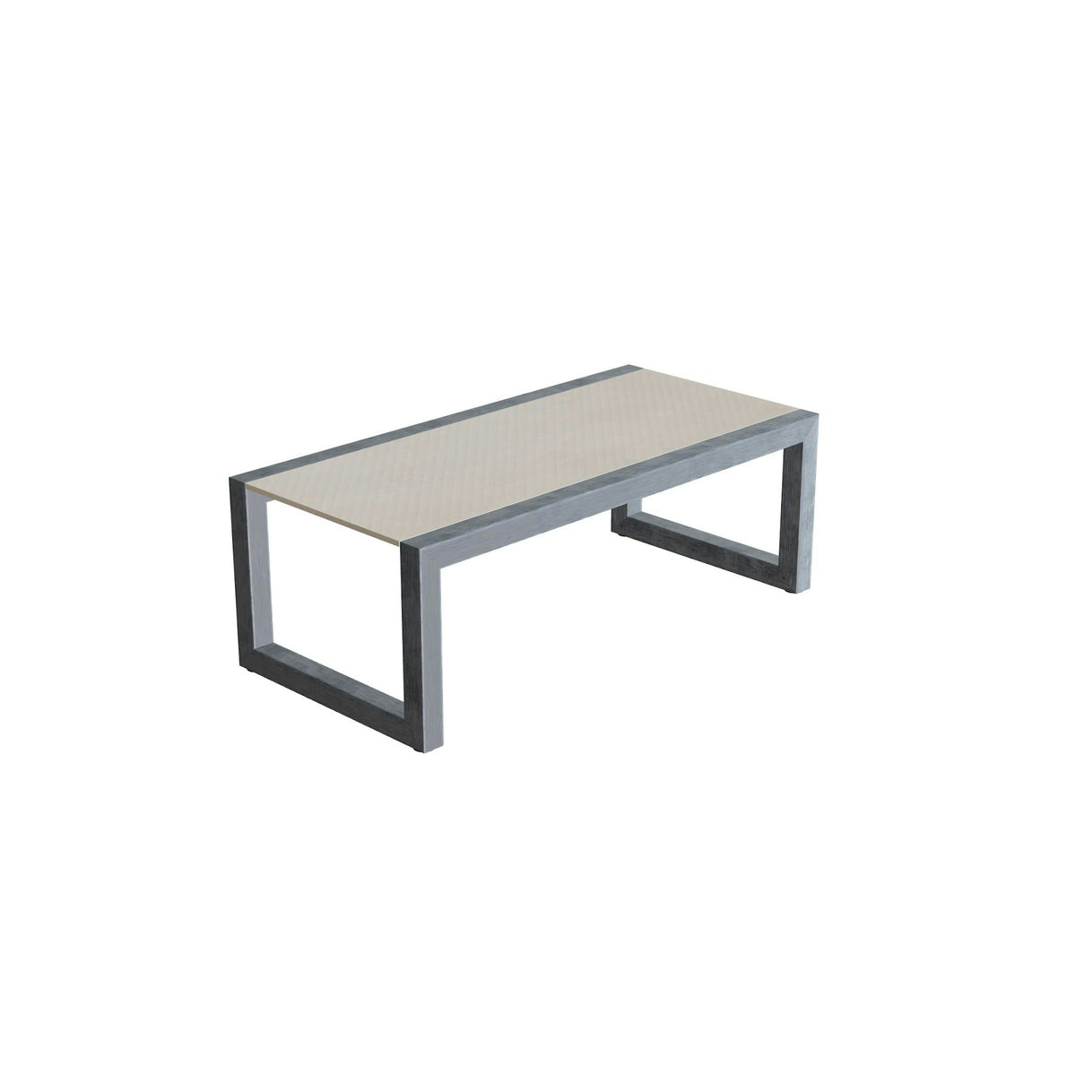 Royal Botania Ninix Lounge Tisch 40T – Edelstahl elektropoliert · Keramik zementgrau (Cemento Luminoso)