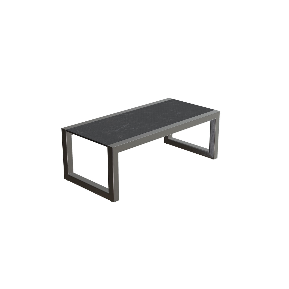 Royal Botania Ninix Lounge Tisch 40T, Gestell Edelstahl gebürstet, Keramik schwarz geädert (Nero Marquina)